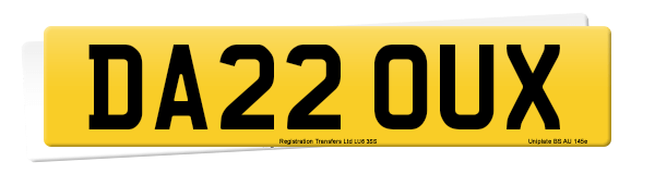 Registration number DA22 OUX